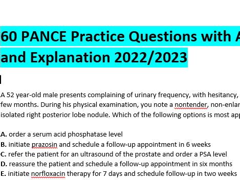 the pance questions and answers